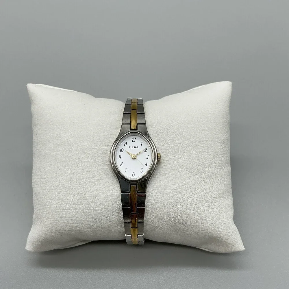 Pulsar Womens Watch 17mm Two Tone Stainless 1N01-X098 New Battery 6.75